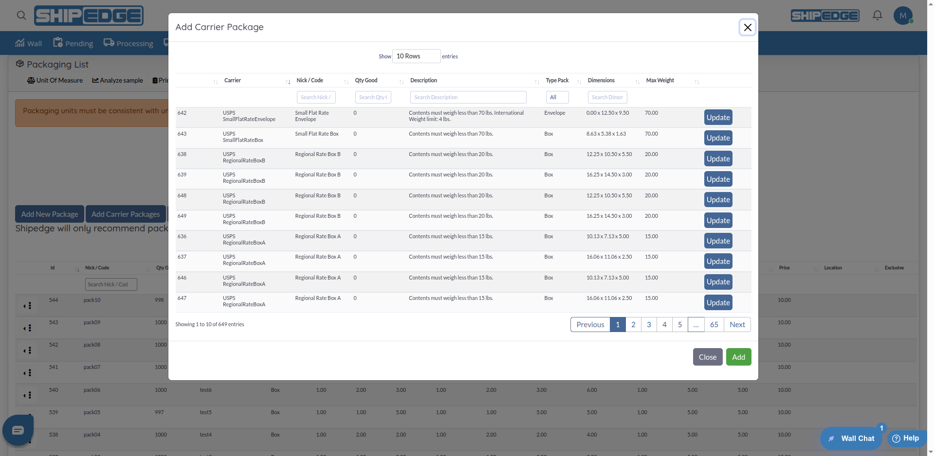 Add carrier packages