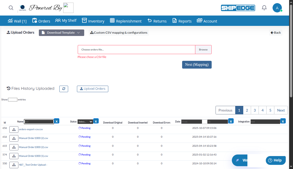 Upload Orders Overview