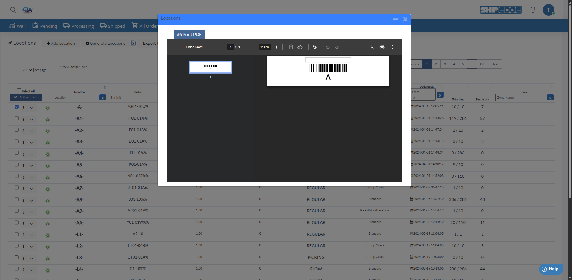 Print Location Labels