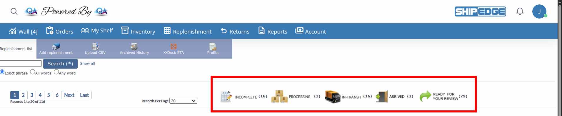 Replenishment Status Flow