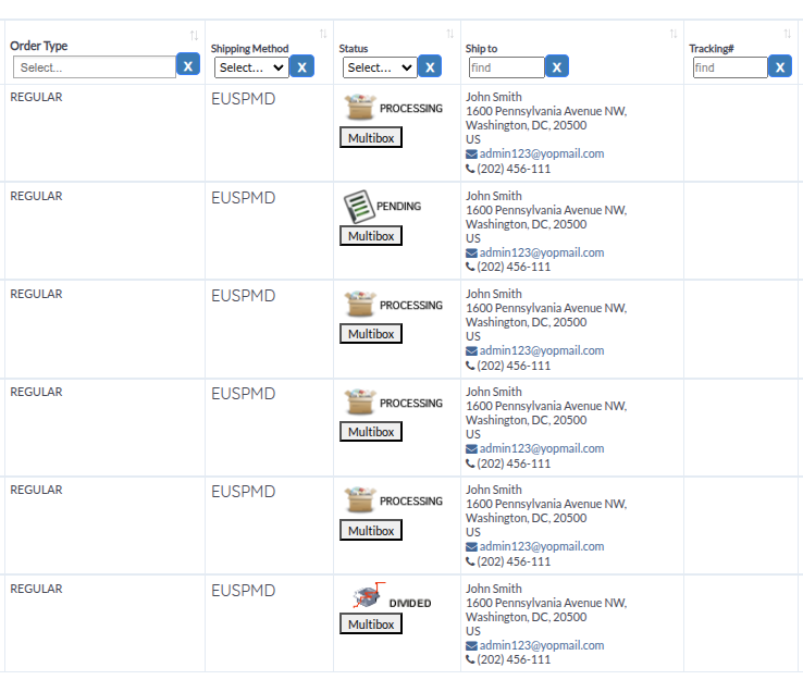Viewing Multibox Orders